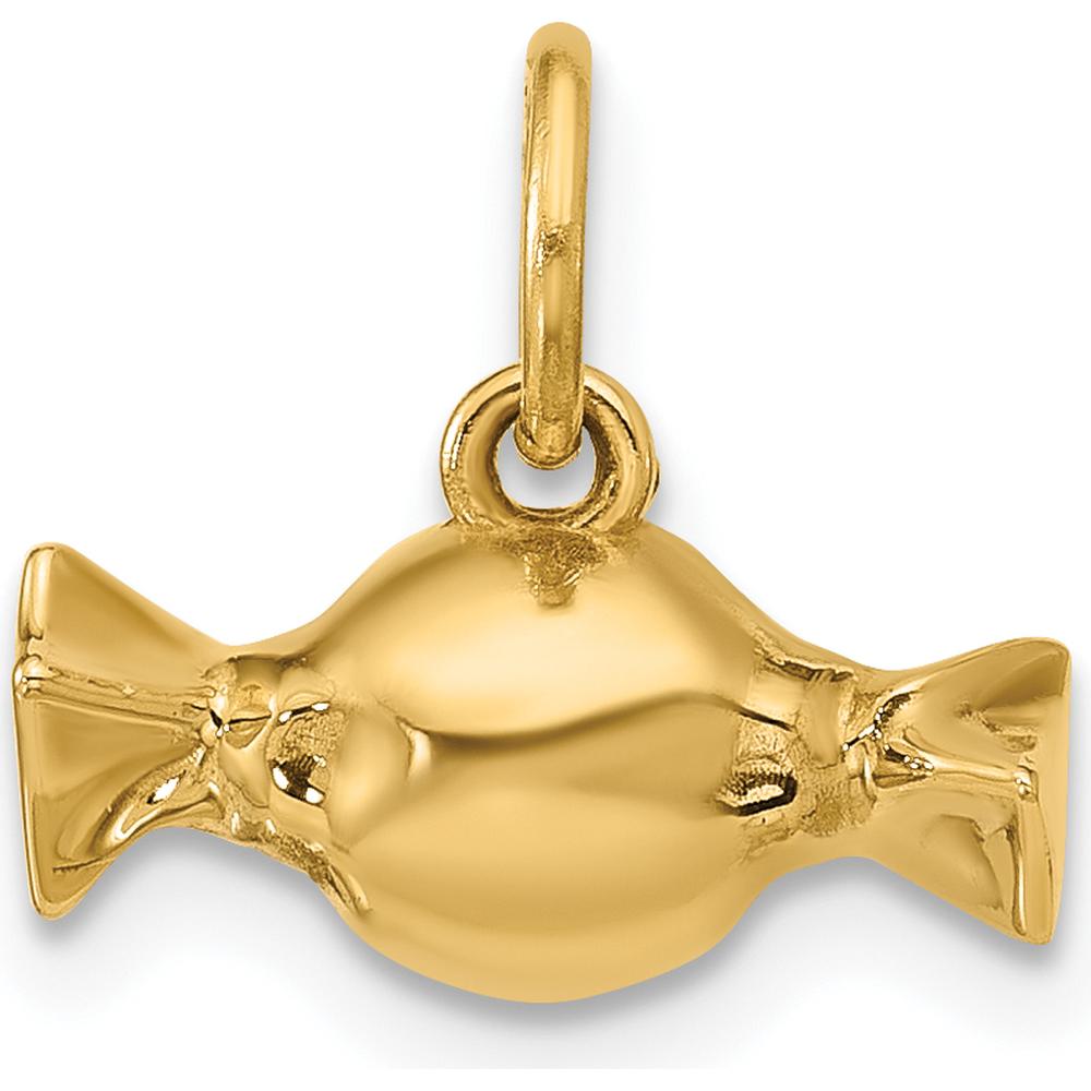 14K Yellow Gold Polished Taffy Candy Charm Pendant - Whimsical Design by Oro Pregiato