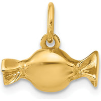 14K Yellow Gold Polished Taffy Candy Charm Pendant - Whimsical Design by Oro Pregiato