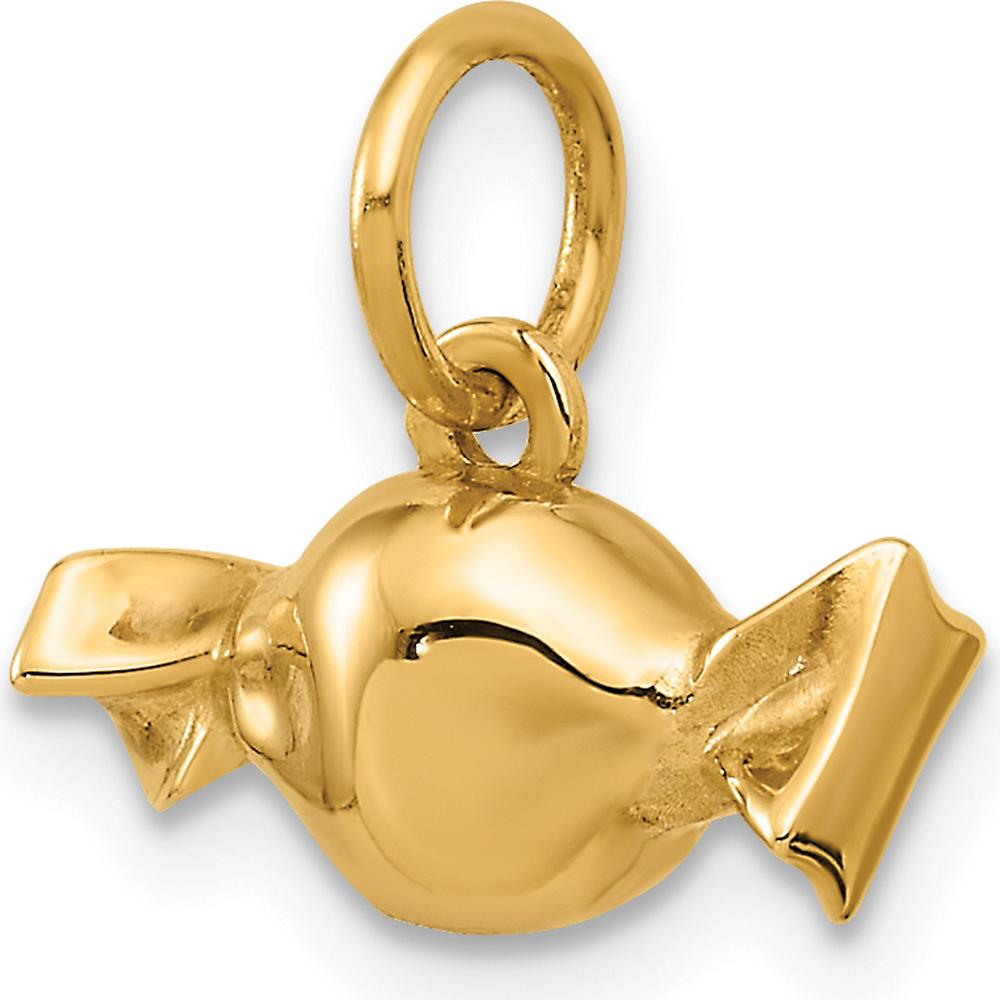 14K Yellow Gold Polished Taffy Candy Charm Pendant - Whimsical Design by Oro Pregiato