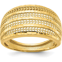 14K Yellow Gold Polished Tapered Band Fashion Ring with Diamond-cut Texture by 0