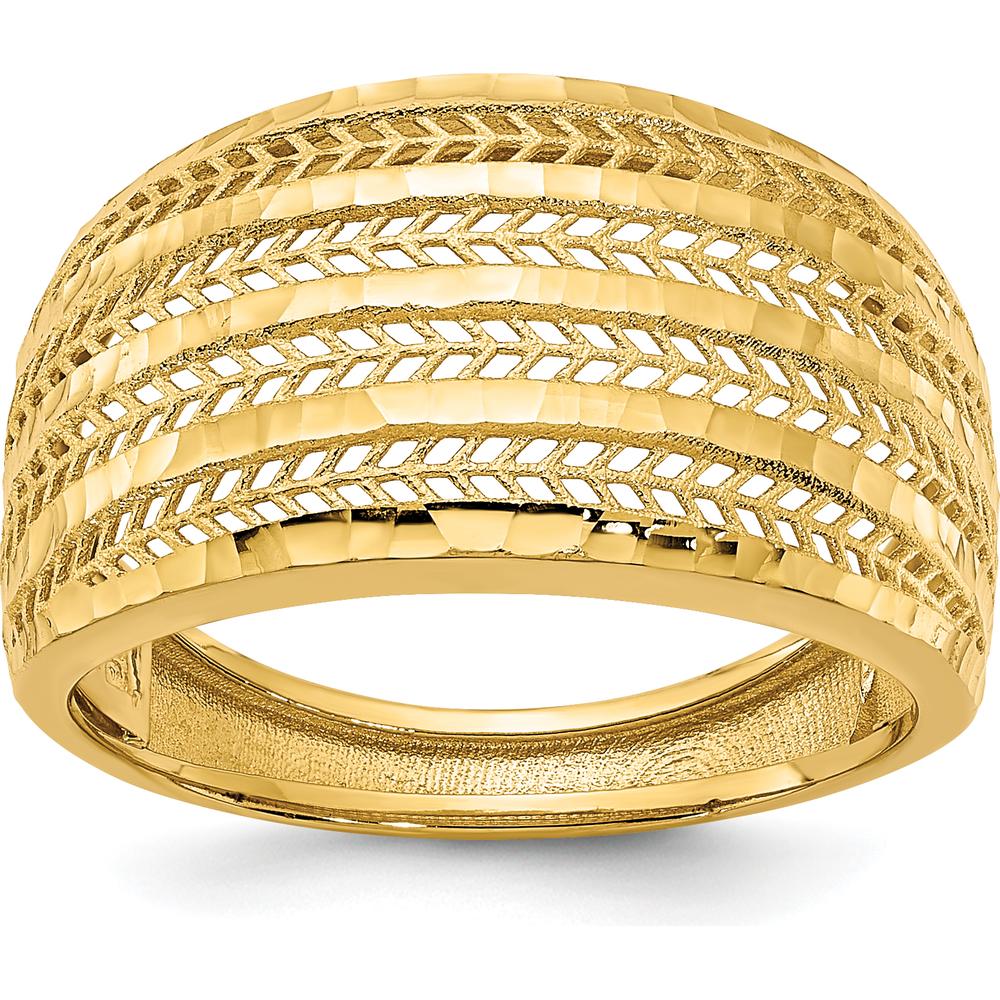 14K Yellow Gold Polished Tapered Band Fashion Ring with Diamond-cut Texture by 0