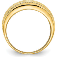 14K Yellow Gold Polished Tapered Band Fashion Ring with Diamond-cut Texture by 0