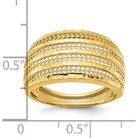 14K Yellow Gold Polished Tapered Band Fashion Ring with Diamond-cut Texture by 0