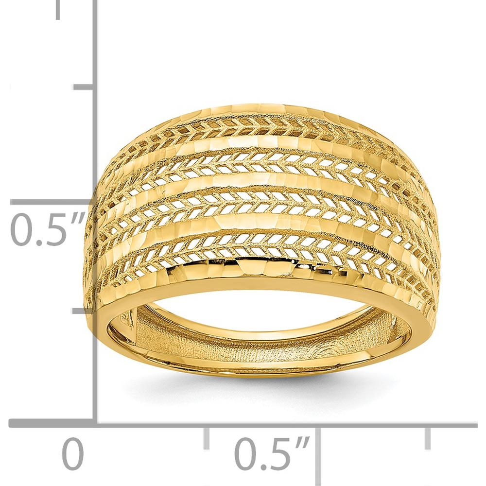 14K Yellow Gold Polished Tapered Band Fashion Ring with Diamond-cut Texture by 0