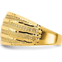 14K Yellow Gold Polished Tapered Band Fashion Ring with Diamond-cut Texture by 0