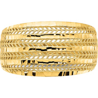 14K Yellow Gold Polished Tapered Band Fashion Ring with Diamond-cut Texture by 0