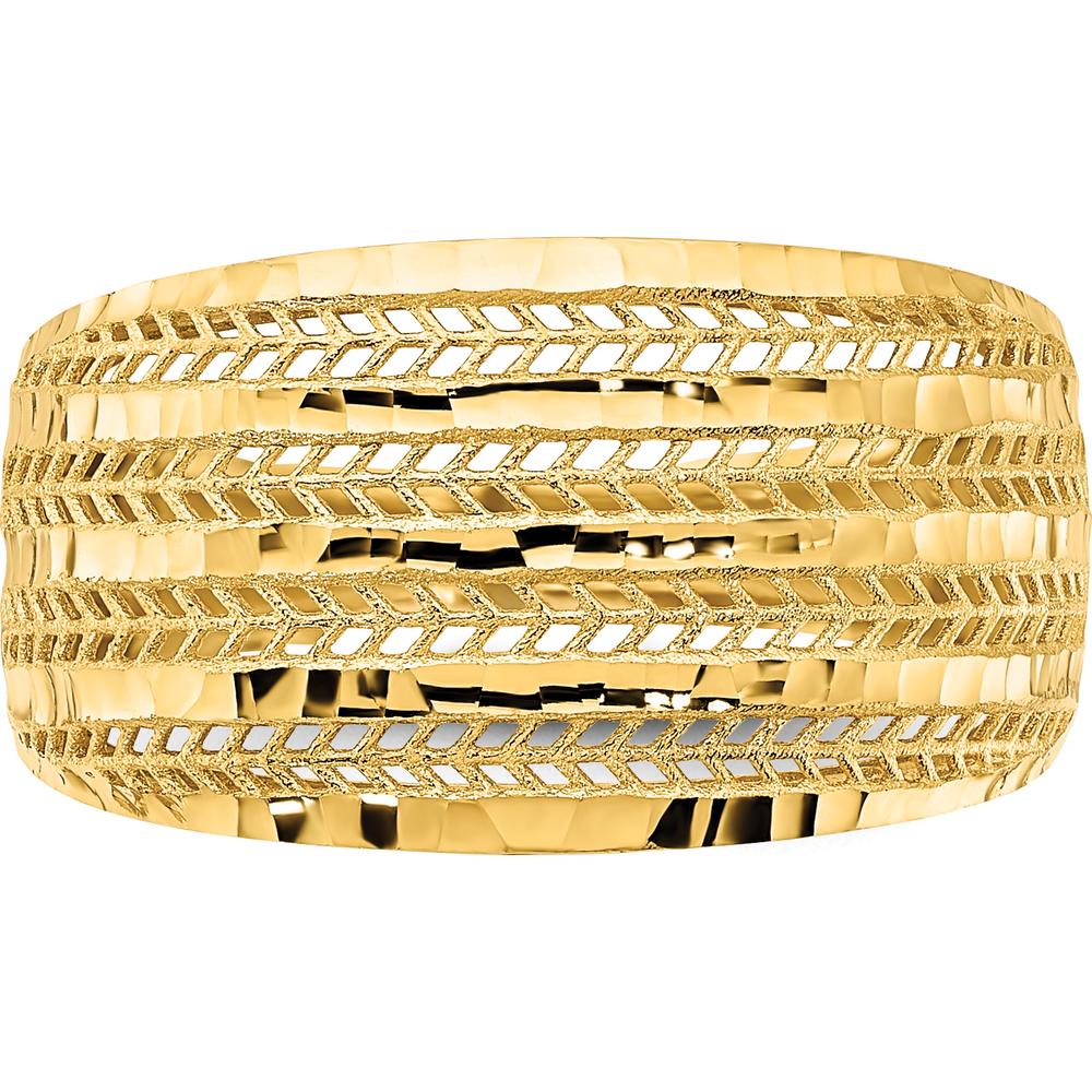 14K Yellow Gold Polished Tapered Band Fashion Ring with Diamond-cut Texture by 0