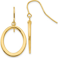 14K Yellow Gold Polished Tapered Flat Oval Dangle Earrings - 40mm Length by Oro Pregiato