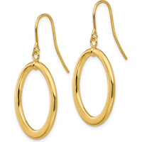 14K Yellow Gold Polished Tapered Flat Oval Dangle Earrings - 40mm Length by Oro Pregiato
