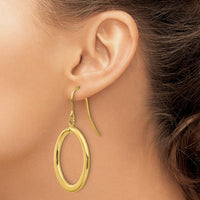 14K Yellow Gold Polished Tapered Flat Oval Dangle Earrings - 40mm Length by Oro Pregiato