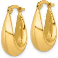 14K Yellow Gold Polished Tapered Hollow Hoop Earrings - 14mm Length, 7.5mm Thickness by 0