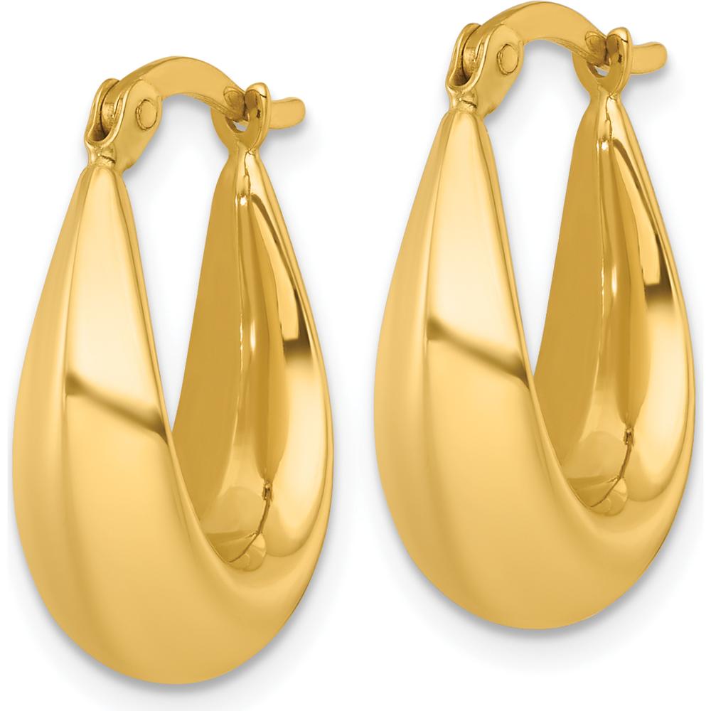 14K Yellow Gold Polished Tapered Hollow Hoop Earrings - 14mm Length, 7.5mm Thickness by 0