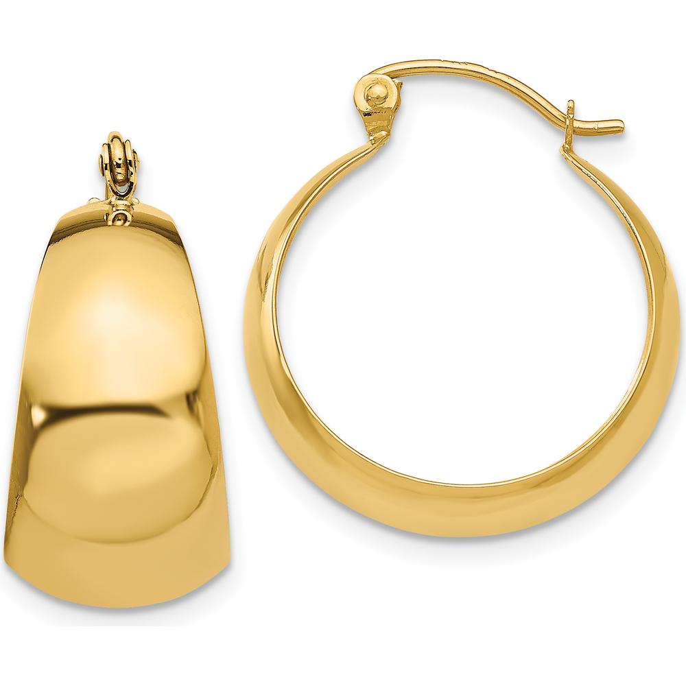 14K Yellow Gold Polished Tapered Hoop Earrings - 23mm Length by Oro Pregiato