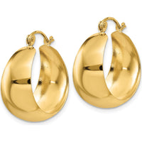 14K Yellow Gold Polished Tapered Hoop Earrings - 23mm Length by Oro Pregiato