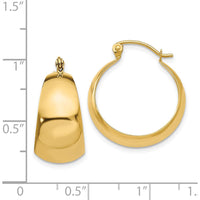 14K Yellow Gold Polished Tapered Hoop Earrings - 23mm Length by Oro Pregiato