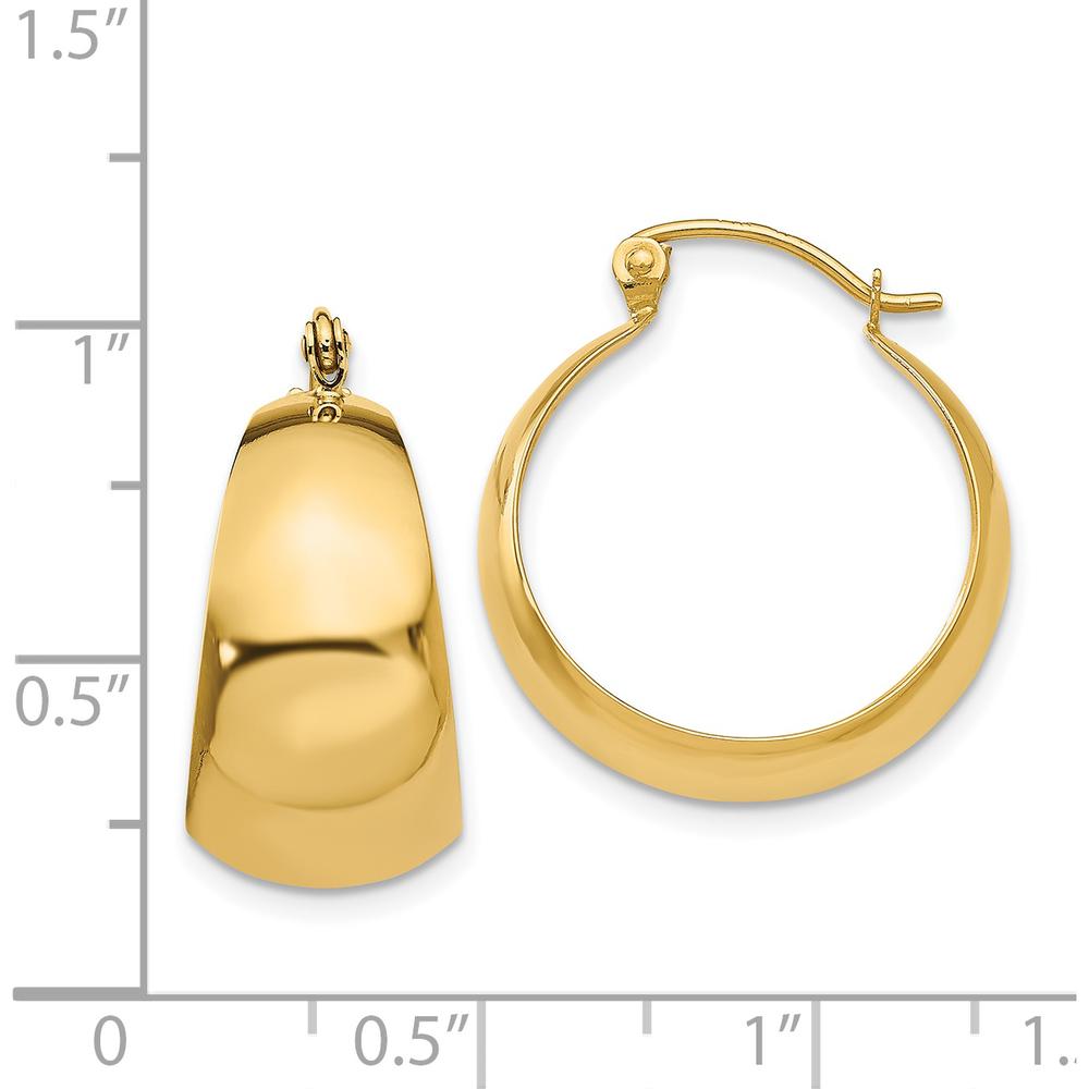 14K Yellow Gold Polished Tapered Hoop Earrings - 23mm Length by Oro Pregiato