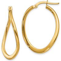 14K Yellow Gold Polished Tapered Twist Hoop Earrings - 19mm Length by Oro Pregiato
