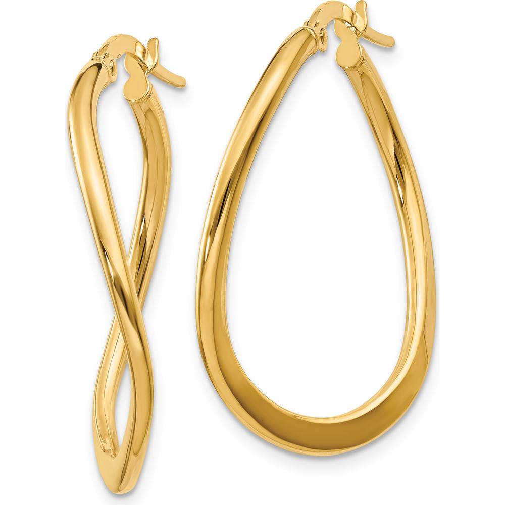 14K Yellow Gold Polished Tapered Twist Hoop Earrings - 19mm Length by Oro Pregiato