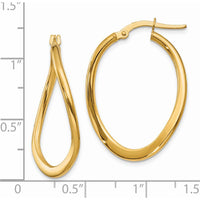 14K Yellow Gold Polished Tapered Twist Hoop Earrings - 19mm Length by Oro Pregiato