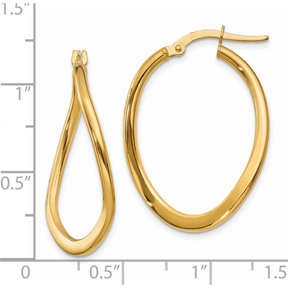 14K Yellow Gold Polished Tapered Twist Hoop Earrings - 19mm Length by Oro Pregiato