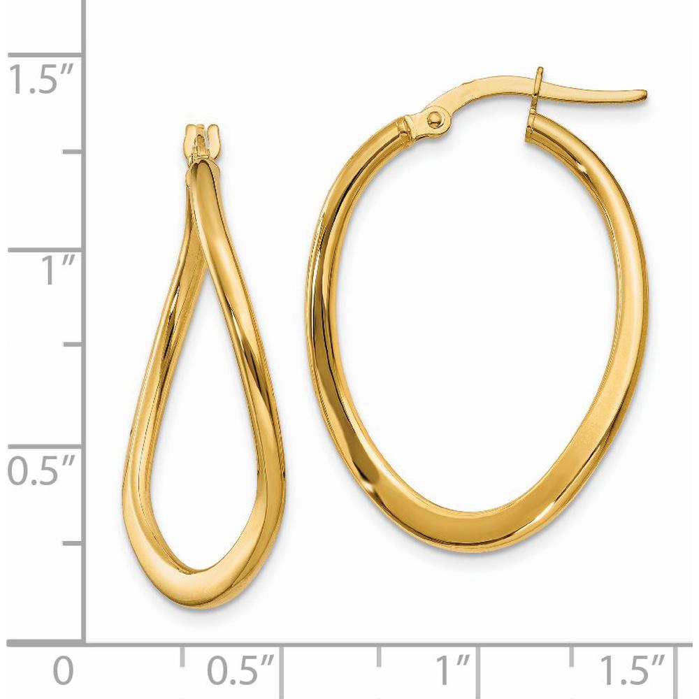 14K Yellow Gold Polished Tapered Twist Hoop Earrings - 19mm Length by Oro Pregiato