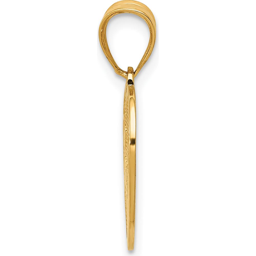 14K Yellow Gold Polished "Te Amo" Heart Pendant - Textured Solid Charm by Oro Pregiato
