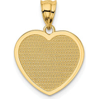 14K Yellow Gold Polished "Te Amo" Heart Pendant - Textured Solid Charm by Oro Pregiato