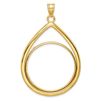 14K Yellow Gold Polished Teardrop Coin Bezel Pendant - Holds 1 oz. Panda Coin by Numis Coin Jewelry