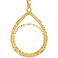 14K Yellow Gold Polished Teardrop Coin Bezel Pendant - Holds 1 oz. Panda Coin by Numis Coin Jewelry
