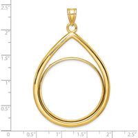 14K Yellow Gold Polished Teardrop Coin Bezel Pendant - Holds 1 oz. Panda Coin by Numis Coin Jewelry