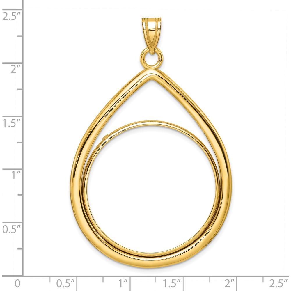 14K Yellow Gold Polished Teardrop Coin Bezel Pendant - Holds 1 oz. Panda Coin by Numis Coin Jewelry