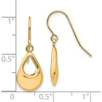 14K Yellow Gold Polished Teardrop Dangle Earrings - Lightweight Hollow Design by 0