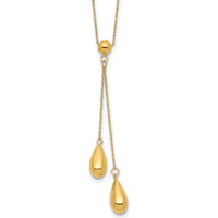 14K Yellow Gold Polished Teardrop Lariat Necklace - 18" Length by 0