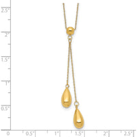 14K Yellow Gold Polished Teardrop Lariat Necklace - 18" Length by 0