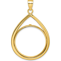 14K Yellow Gold Polished Teardrop Pendant for 1/2 oz. American Eagle Coin by Numis Coin Jewelry