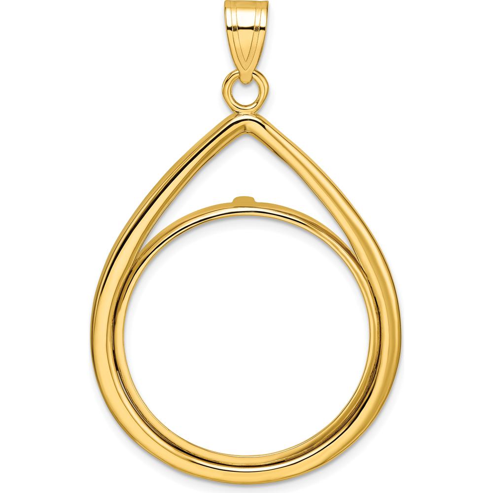 14K Yellow Gold Polished Teardrop Pendant for 1/2 oz. American Eagle Coin by Numis Coin Jewelry
