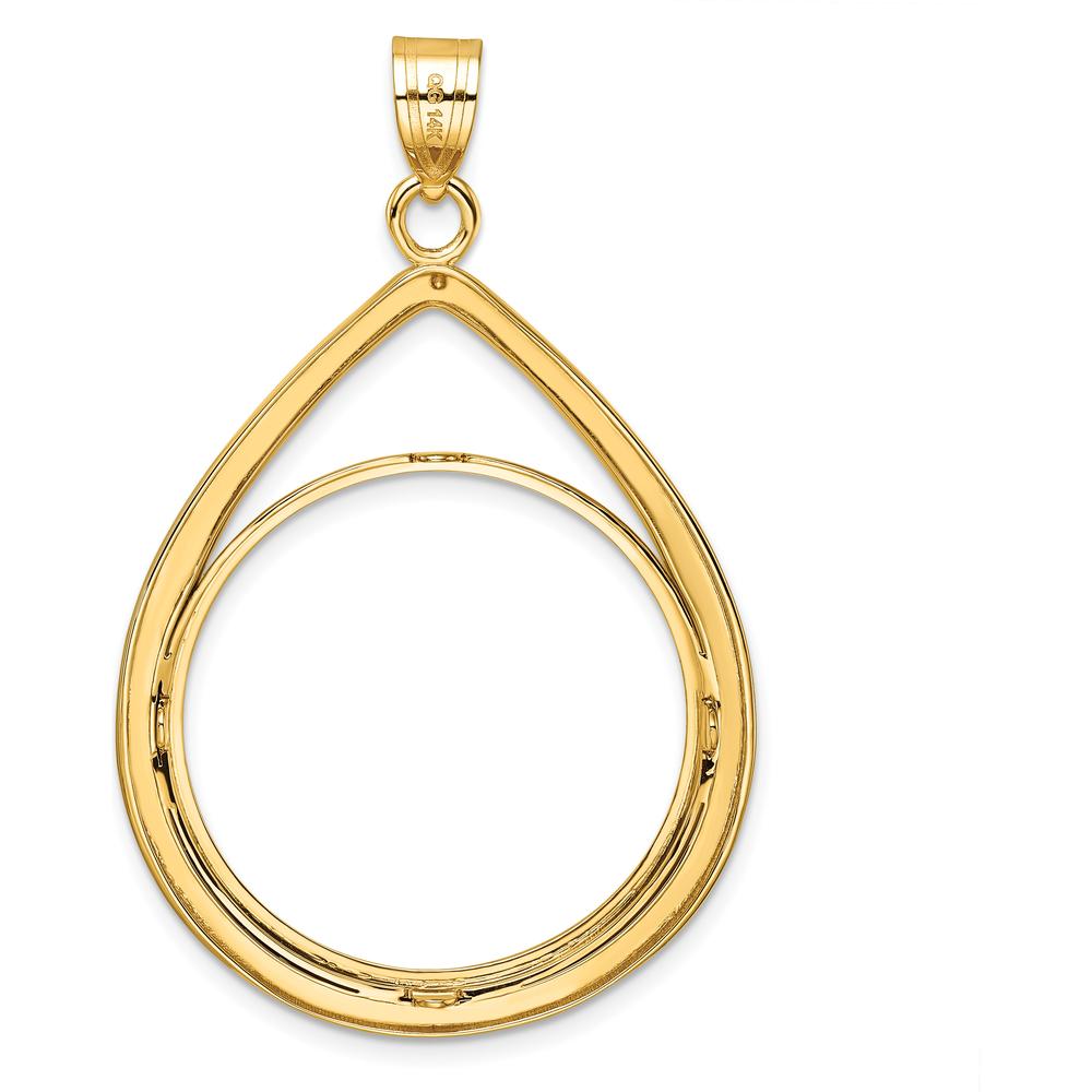 14K Yellow Gold Polished Teardrop Pendant for 1/2 oz. American Eagle Coin by Numis Coin Jewelry