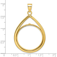 14K Yellow Gold Polished Teardrop Pendant for 1/2 oz. American Eagle Coin by Numis Coin Jewelry