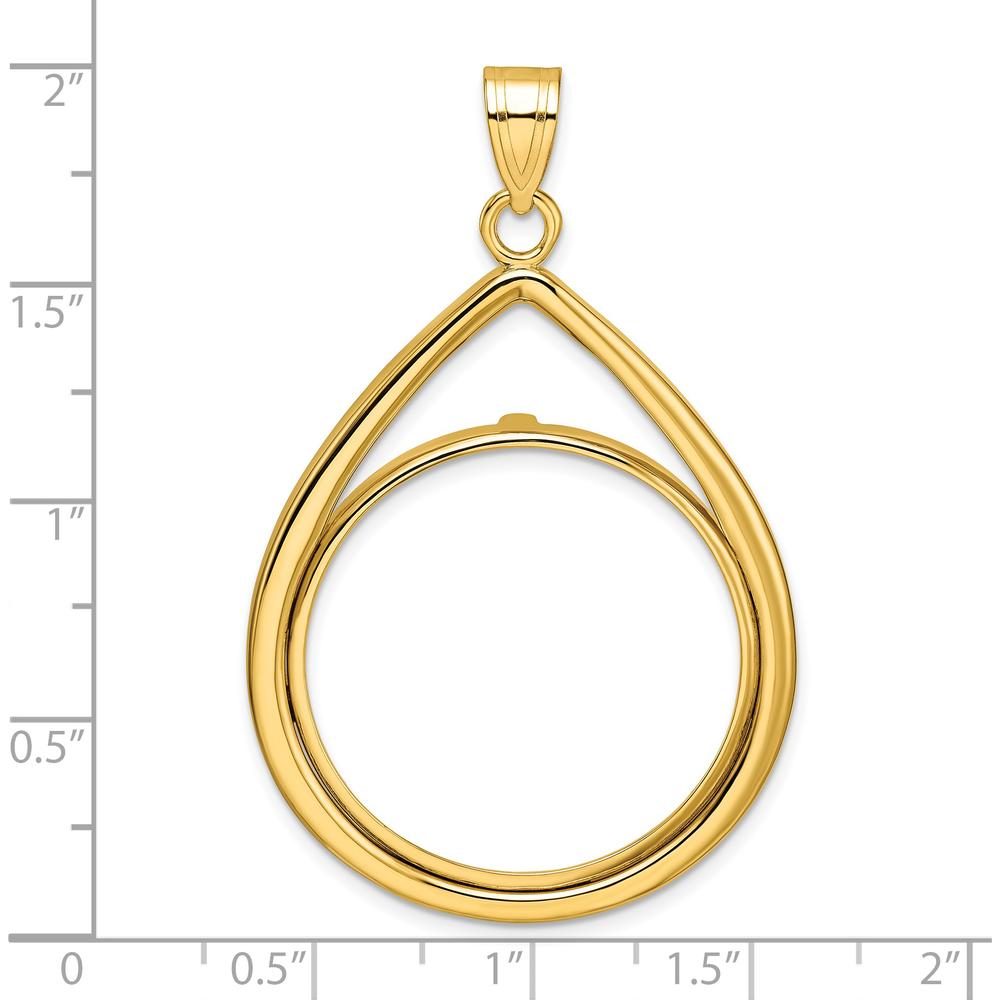 14K Yellow Gold Polished Teardrop Pendant for 1/2 oz. American Eagle Coin by Numis Coin Jewelry