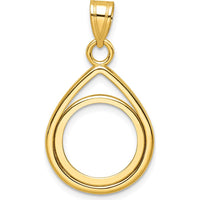 14K Yellow Gold Polished Teardrop Pendant with Coin Bezel Mounting - 31.3mm Length by Numis Coin Jewelry