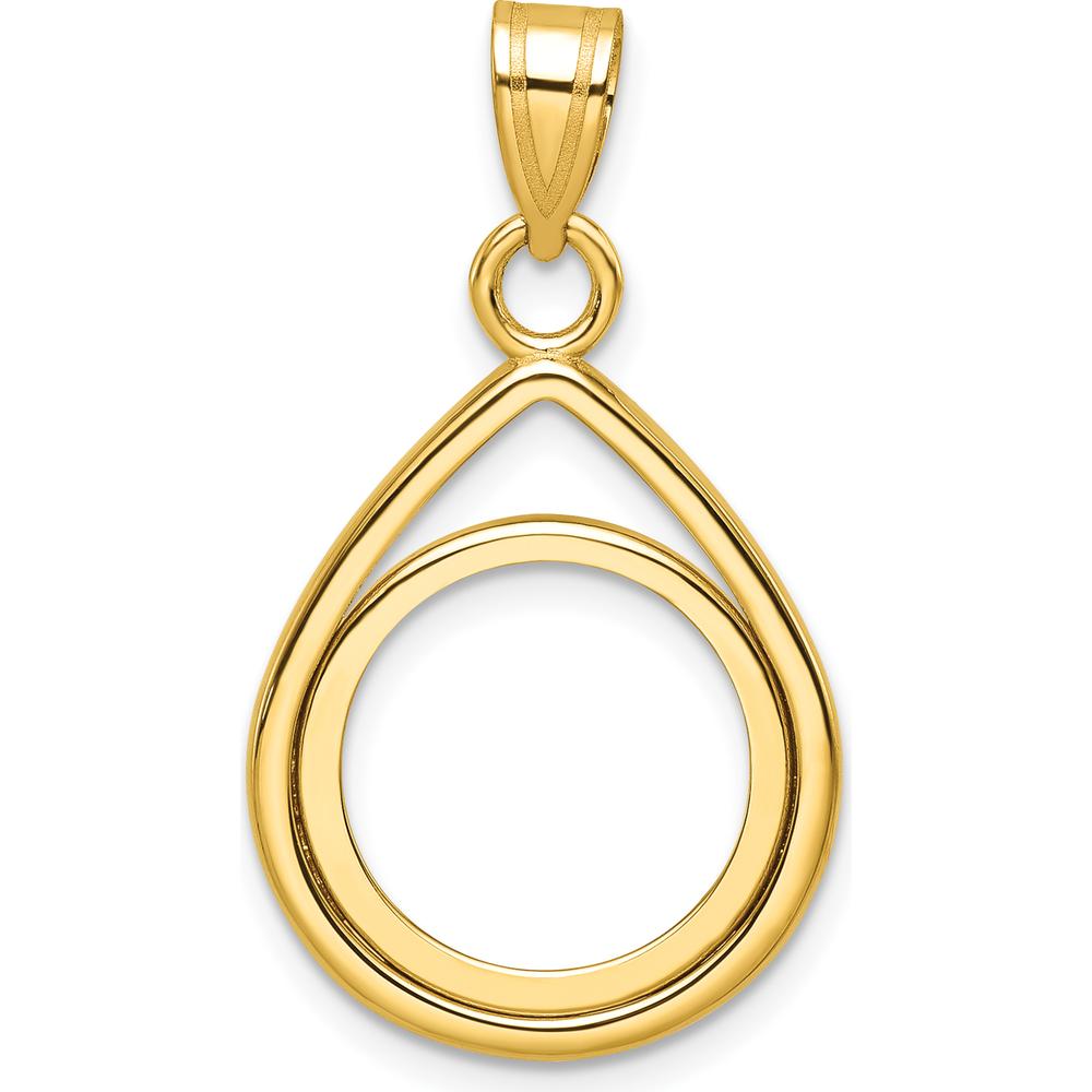 14K Yellow Gold Polished Teardrop Pendant with Coin Bezel Mounting - 31.3mm Length by Numis Coin Jewelry