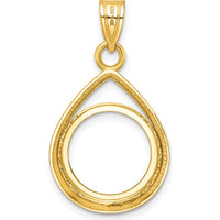 14K Yellow Gold Polished Teardrop Pendant with Coin Bezel Mounting - 31.3mm Length by Numis Coin Jewelry