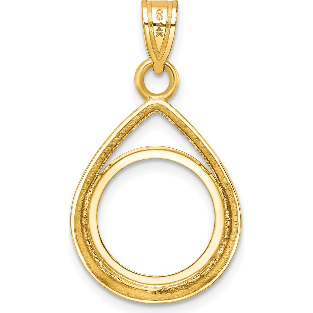 14K Yellow Gold Polished Teardrop Pendant with Coin Bezel Mounting - 31.3mm Length by Numis Coin Jewelry