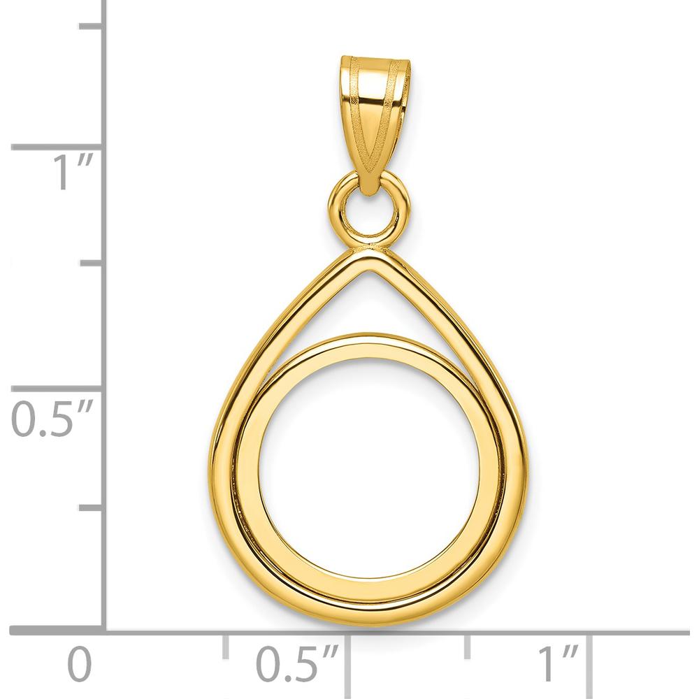 14K Yellow Gold Polished Teardrop Pendant with Coin Bezel Mounting - 31.3mm Length by Numis Coin Jewelry