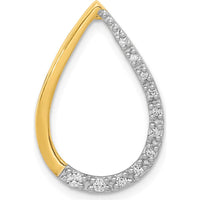14K Yellow Gold Polished Teardrop Pendant with Natural Round Diamonds - 1/10 Carat Total Diamond Weight by Monteluci Fine Jewelry