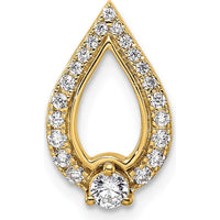 14K Yellow Gold Polished Teardrop Pendant with Round Diamonds - 0.255 Carat Total Diamond Weight by Oro Pregiato