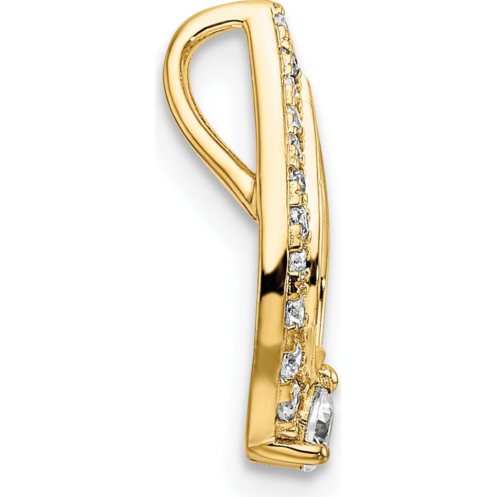 14K Yellow Gold Polished Teardrop Pendant with Round Diamonds - 0.255 Carat Total Diamond Weight by Oro Pregiato