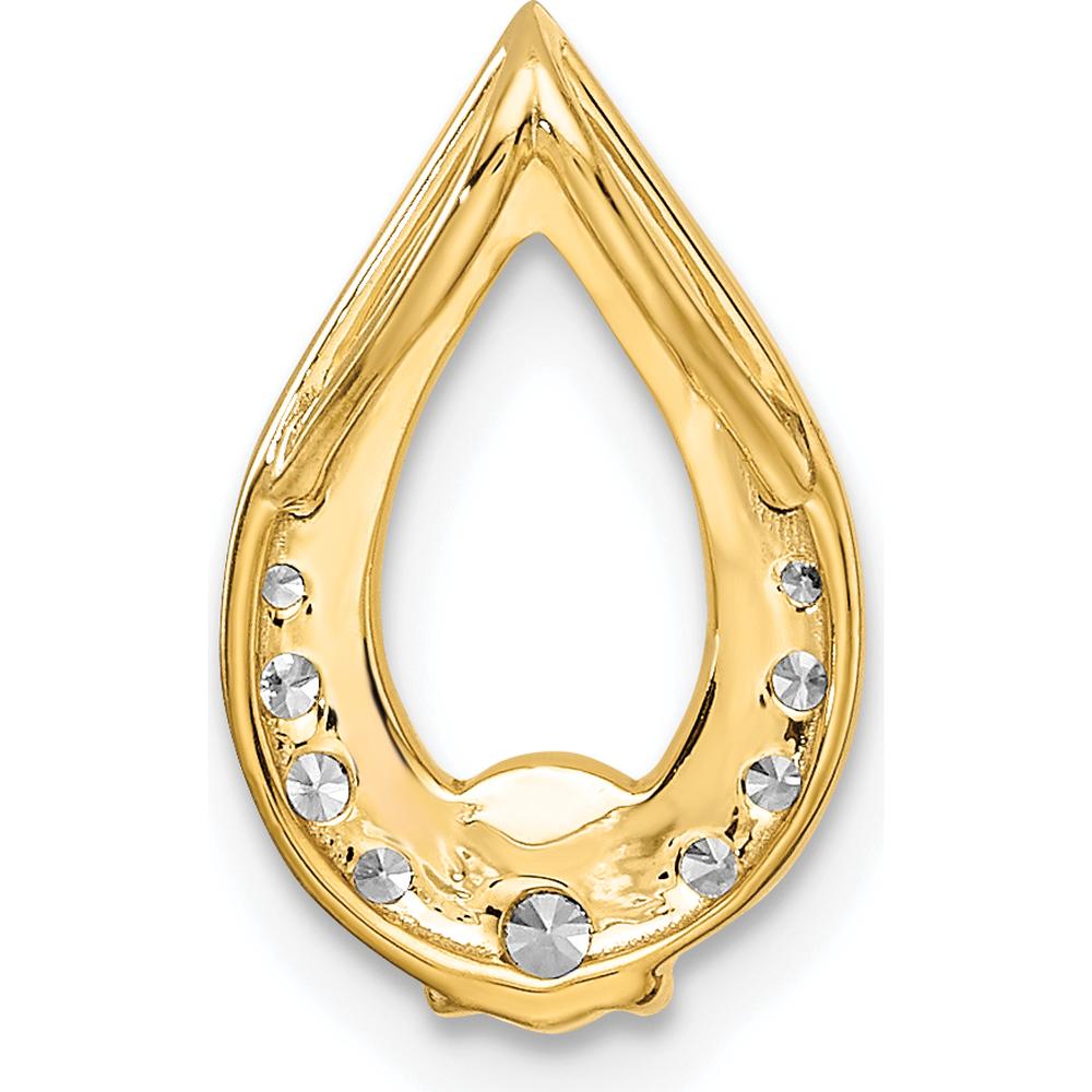 14K Yellow Gold Polished Teardrop Pendant with Round Diamonds - 0.255 Carat Total Diamond Weight by Oro Pregiato