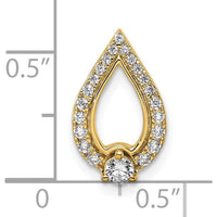 14K Yellow Gold Polished Teardrop Pendant with Round Diamonds - 0.255 Carat Total Diamond Weight by Oro Pregiato