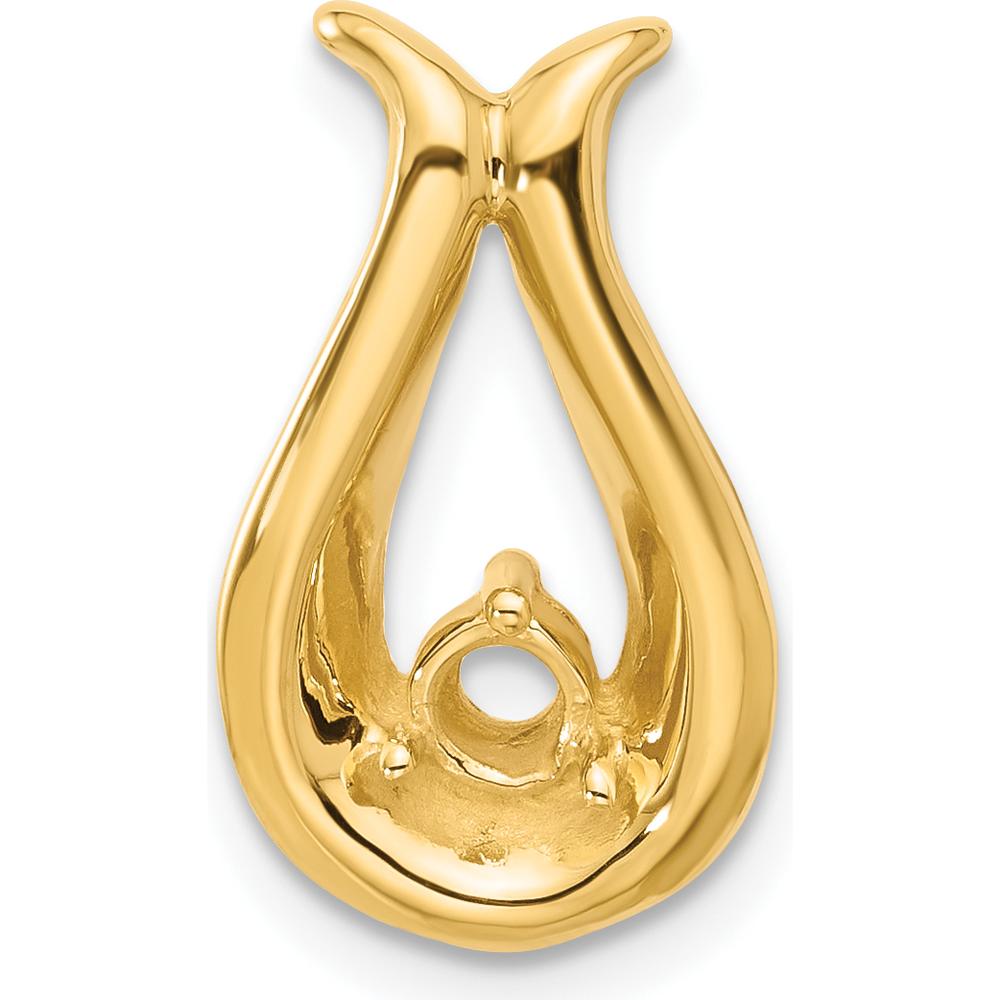 14K Yellow Gold Polished Teardrop-Shape Chain Slide Mounting for 3.4mm Round Stone - 19mm Length by Oro Pregiato